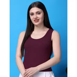 Bitterlime Round Neck Sleeveless Solid Cotton Top-picture-19