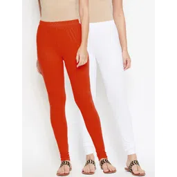 Bitterlime Women Pack of 2 Solid Churidar Leggings-picture-39