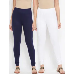 Bitterlime Women Pack of 2 Solid Churidar Length Legging-picture-34