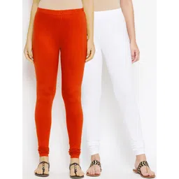 Bitterlime Women Pack Of 2 Solid Churidar-Length Leggings-picture-36