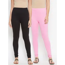 Bitterlime Women Pack Of 2 Solid Churidar-Length Leggings-picture-34
