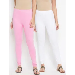 Bitterlime Women Pack Of 2 Solid Churidar-Length Leggings-picture-38