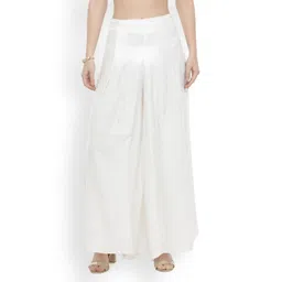 Bitterlime Women White Flared Solid Palazzos-picture-23
