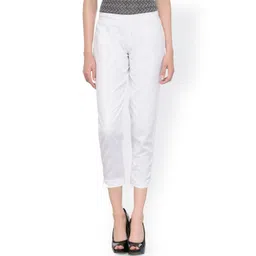 Bitterlime Women White Relaxed Regular Fit Solid Regular Trousers-picture-16