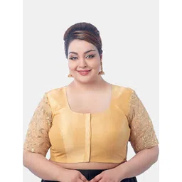 Biyu Plus Size Embroidered Silk Readymade Saree Blouse-picture-16