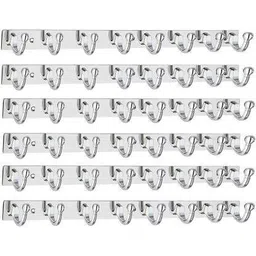 bizaar Stainless Steel 8 Pin Silver Cloth Hooks Hanger Hanging Clothes Key (Pack Of 6) Door Hanger-picture-11