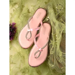 BIZZARO Women Pink Leather Open Toe Flats-picture-32