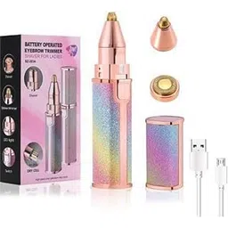 BKN 2-in-1 Eyebrow and Upper Lip Hair Trimmer for Women With Replaceable Heads, Face Trimmer - Rainbow Design (facial epilator) (Portable eyebrow epilator)-picture-14