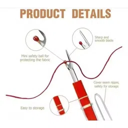 bks 8 Inch Iron Scissor Inch Tape Thread Cutter Seam Ripper Needle Compact (24 pcs) Sewing Kit image 2