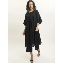 BLACK & BLAH BLAH Round Neck A-Line Kurta With Trousers-picture-26