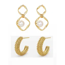 Black Beatle Women Set of 2 Gold-Plated Western Drop Earrings-picture-14