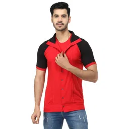 Black Collection Men Colourblocked Shirt Collar Cotton Casual Sweatshirt-picture-22