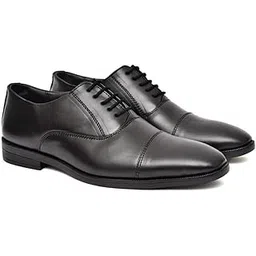 Black Formal Leather Shoes for Men | Genuine Leather Upper & Inner | Comfortable TPR Sole | Office Shoes| Classic Lace-Up Designe-picture-54