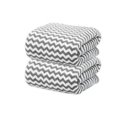 Black Gold Grey & White 2 Piece Striped Terry Cotton 300 GSM Towel Set-image-42