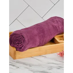 Black Gold Pack Of 2 Purple Solid 400GSM Bath Towels-picture-39