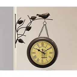 Black Iron 10 Inch Victoria Station London Vintage Wall Clock Retro Bird Wall Clock Double Sided Wall Clock Antique Clock (10 Inch) (Body Color :- Dark Brown)-picture-25