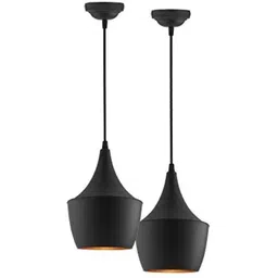 black ray Antique Single Head Metal Pear Shade Hanging Pendant Ceiling Decorative Vintage Chandelier Light E26/E27 Lamp (Black) - Pack of 2 Without bulb Pendants Ceiling Lamp-picture-37