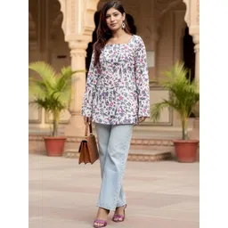 Black Teetar Floral Print Cotton Top-picture-34