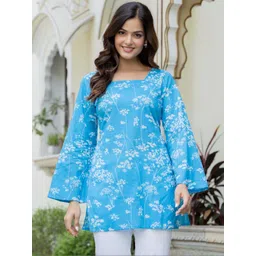 Black Teetar Floral Print Flared Sleeve Cotton Top-picture-21