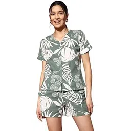 black teetar Women Pajama Set Printed Cord-Set Night Suit Set of Shirt & Shorts Set Women Night Wear Set-picture-36