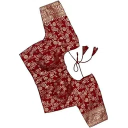 blackbanch Dola Silk Daman Work Short Sleeve Round Neck alterable Women Blouse, Pack of 1-picture-29