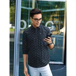 Blackberrys Geometric Print Pure Cotton Slim Fit Casual Shirt-picture-37