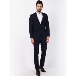 Blackberrys Men Blue Solid 2-Piece Single-Breasted Suits-picture-24