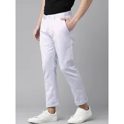 Blackberrys Men Blue Solid B-95 Slim Fit Low-Rise Trousers-picture-28