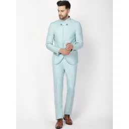 Blackberrys Men Blue Solid Slim-Fit Bandhgala Suit-picture-30