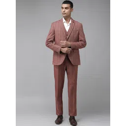 Blackberrys Men Burgundy Solid Slim Fit 3 Piece Formal Suits-picture-40