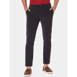 Blackberrys Men Charcoal Black Slim Fit Low-Rise Trousers-picture-38