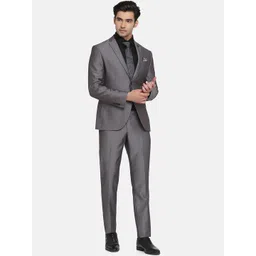 Blackberrys Men Charcoal Grey Solid Slim-Fit Single Breasted 2-Piece Suit-picture-11