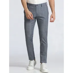 Blackberrys Men Checked Cotton Slim Fit Regular Trousers-picture-12