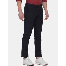 Blackberrys Men Checked Mid Rise Slim Fit Trousers image 2