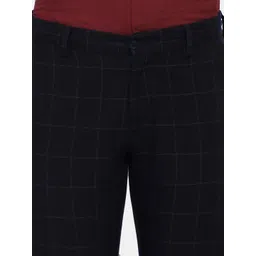 Blackberrys Men Checked Mid Rise Slim Fit Trousers image 3