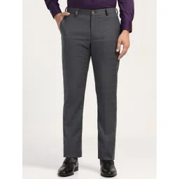 Blackberrys Men Checked Slim Fit Formal Trousers-picture-31