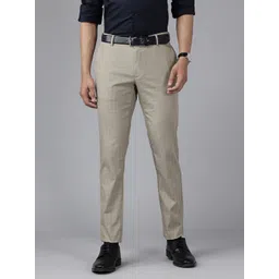 Blackberrys Men Checked Slim Fit Low-Rise Formal Trousers-picture-20