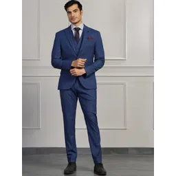 Blackberrys Men Checked Slim-Fit Single-Breasted Three-Piece Formal Suit-picture-22