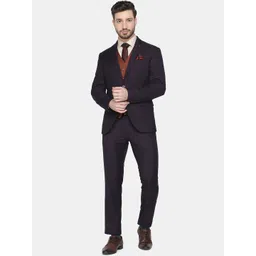 Blackberrys Men Maroon Checked Slim-Fit Single-Breasted Three-Piece Formal Suit-picture-33