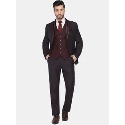 Blackberrys Men Maroon Solid Slim Fit Single Breasted Three Piece Suit-picture-38