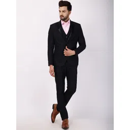 Blackberrys Men Microstructure Slim Fit Single-Breasted Three-Piece Wedding Suit-picture-34