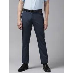 Blackberrys Men Navy Blue Micro Ditsy Printed Slim Fit Trousers-picture-14