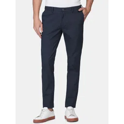Blackberrys Men Navy Blue Solid Slim Fit Trousers-picture-12
