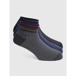 Blackberrys Men Pack Of 3 Patterned Cotton Ankle Length Socks-picture-16