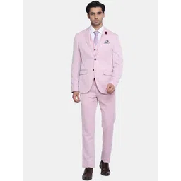 Blackberrys Men Pink Self-Design Slim-Fit Single-Breasted 3-Piece Formal Suit-picture-11