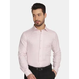 Blackberrys Men Pink Slim Fit Windowpane Checks Checked Pure Cotton Formal Shirt-picture-20