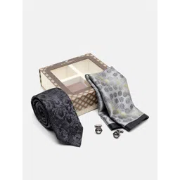 Blackberrys Men Printed Silk Tie With Pocket Square & Cufflinks-picture-22