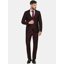 Blackberrys Men Red Solid Slim-Fit Single-Breasted 2-Piece Formal Suit-picture-21