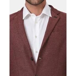 Blackberrys Men Red Textured Slim-Fit Single-Breasted Formal Blazers image 3