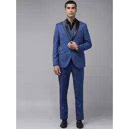 Blackberrys Men Royal Blue Solid Slim Fit 3 Piece Formal Suits-picture-41